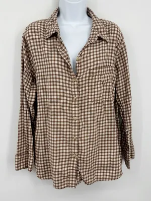 American Eagle Outfitters Brown Button Up Flannel Size Medium Rodeo Boho thumbnail 1