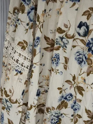 American Eagle Outfitters Floral Boho Peasant V-Neck Lace Trim Flowy Blouse thumbnail 10