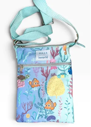 Loungefly Pixar Finding Nemo Crossbody Bag Aqua Blue Canvas Passport Purse thumbnail 1