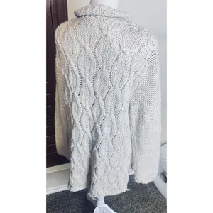 H&M Chunky Cable Knit Roll Neck Sweater Oatmeal Cream Women’s Size L Wool Alpaca thumbnail 3