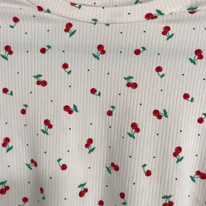 YUMMY SOFT Cherries Ribbed Short Sleeve Crewneck Crop Top Shirt Women’s M EUC thumbnail 3