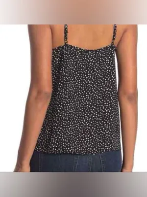NWT Abound Black Ivory Polka Dot Cami Top V-Neck Spaghetti Strap Size Small thumbnail 2