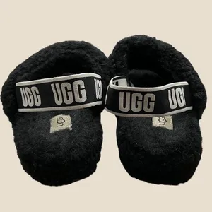 UGG Fluff Yeah Slide Black Sheepskin Platform Slingback Sandals Womens 8 1095119 thumbnail 4