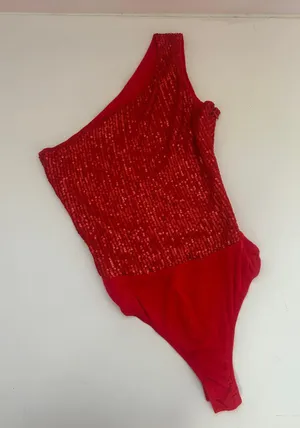 Revolve Supper down Red Sparkles Body Suit thumbnail 2