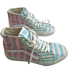 Vans Sk8-Hi Top Pastel Striped 721356 Patchwork M7.5 W9 Skate Shoe Sneaker thumbnail 5