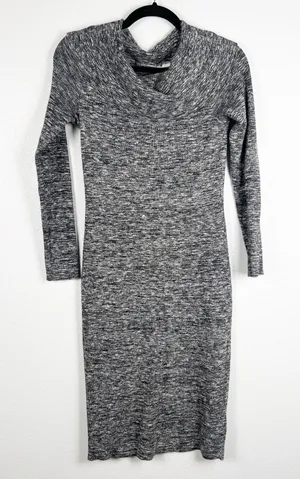 Anthropologie Moth Gray Marbled‎ Knit Cowl Neck Long Sleeve Sweater Dress Small thumbnail 1