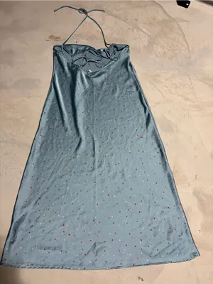 Free people intimately easy to love Light Blue Satin Slip midi Dress large thumbnail 5