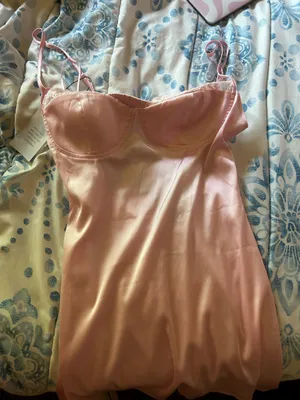 Revolve Pink Mini Dress Satin Slip Medium thumbnail 1