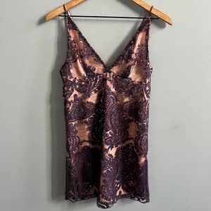 Free People Night Shimmer Mini-Dress Size 0 Sundown Purple Sequins Sleeveless thumbnail 5