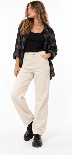 Hollister W28 Ultra High Rise Cream Corduroy Wide Leg Pants Y2K Grunge Holiday thumbnail 1