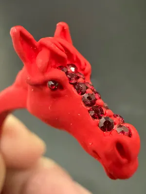 Red-tone Double Horse Head with Rhinestones Open Cuff Bangle Bracelet thumbnail 13