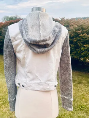 Free People Knit Hooded Denim Jacket thumbnail 9