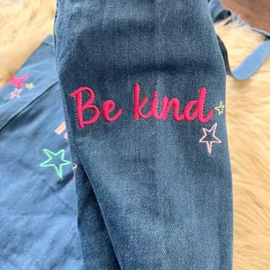 Hoodies For Heroes "kindness is free" Colorful Star Patch Denim Tote Bag thumbnail 3