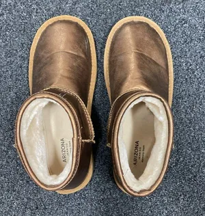 Arizona Jeans bronze brown foil mini ugg boots ankle shearling lined 7.5 thumbnail 3