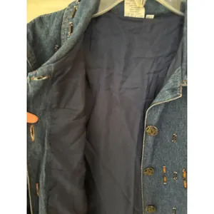 Parsley & Sage Women Large Denim Jacket Beaded Embroidered Boho Art to Wear crop thumbnail 11