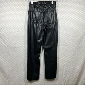 Abercrombie‎ & Fitch Black Vegan Leather The 90s Straight High Rise Pants thumbnail 4