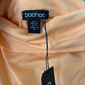 Boohoo‎ Cotton Coastal Beachy Clean Girl Ruched Bardot Maxi Dress 4 Orange thumbnail 9