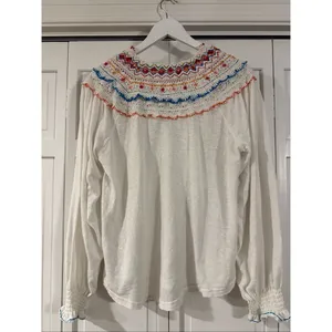 Free People White Siesta crochet embroidered colorful boho blouse small thumbnail 7