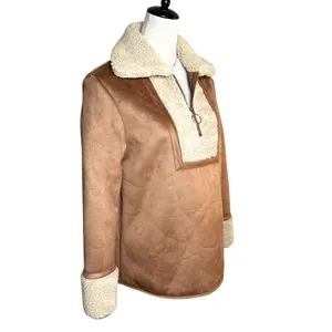Tuckernuck Stella Faux Suede Tan Sherpa Pullover XS NWT | 70's‎ Retro Penny Lane thumbnail 2