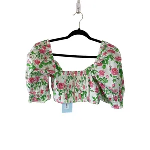 Hill House the Isabella Top pink roses Size M NWT thumbnail 7