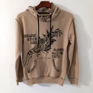 Hot Topic XS Soul Stitch Pullover Hoodie in Beige thumbnail 1