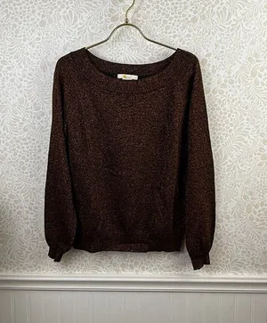 BODEN Mabel Boat Copper Sparkle Wool Relaxed Fit Lightweight Sweater - Size - 4 thumbnail 1