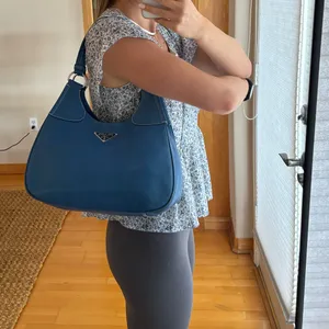 ADDITIONAL PHOTOS Prada Vitello Daino Moon Shoulder Bag Blue Leather Silver thumbnail 15