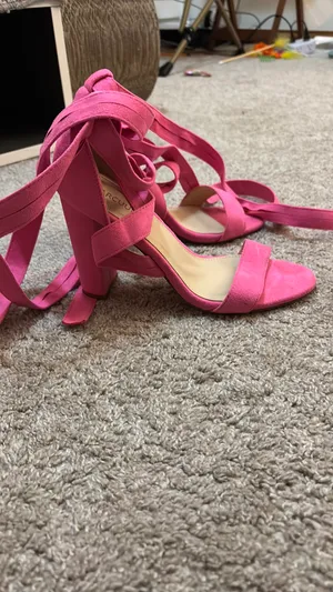 Pink Lace Up Heels Size 8 thumbnail 2