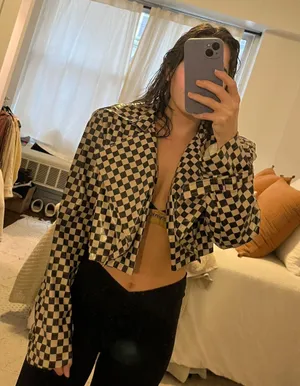 Vintage Checkered Pleather Jacket Multiple thumbnail 1