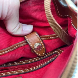 Dooney & Bourke Crossbody Bag‎ Leather Tan Brown Trim Zip Pocket Purse thumbnail 5