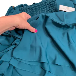 Amanda Uprichard Aida Teal Ruffle Wide Leg Jumpsuit thumbnail 8