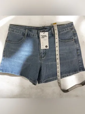 Brand Light Blue Denim Jean Shorts - Casual Mid-Rise thumbnail 4