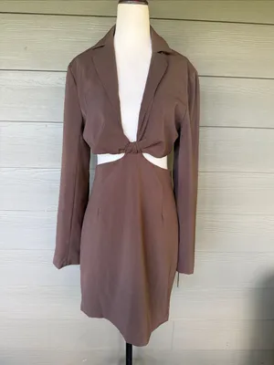 Princess Polly Brown Cutout Knot Mini Dress thumbnail 2
