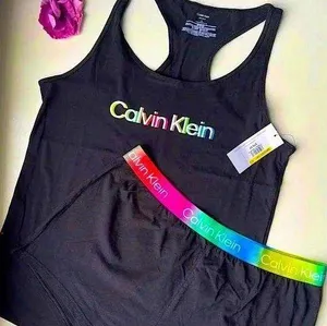Calvin Klein | Pajamas Sleepwear Loungewear Set Rainbow 🌈 Pride Tank & Shorts thumbnail 1