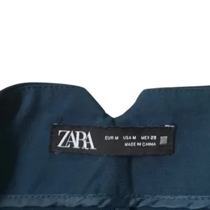 Zara Women Medium Blue High Rise Tapered Dress Pants Trousers V-Back Notch |0293 thumbnail 4