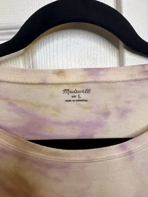 Madewell Tie Dye Long Sleeve Shirt | Purple, Tan, Cream | Casual Top | Size L thumbnail 3