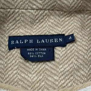 Ralph Lauren Vintage Women’s Tan Beige Herringbone Suede Trim Jacket Size 4 thumbnail 7