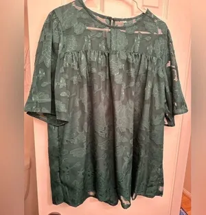 Amazon brand green lace short sleeved top thumbnail 1