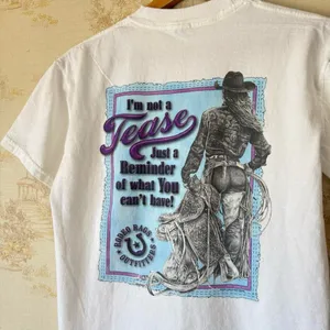 Vintage Y2K I’m Not a Tease Rodeo Rags Outfitters western cowgirl tee S thumbnail 1