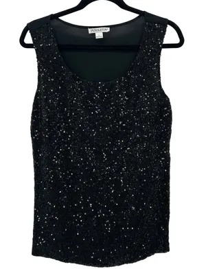 Pendleton Womens Black Sequin Silk Tank Top‎ Size Large Going Out Top Party thumbnail 1