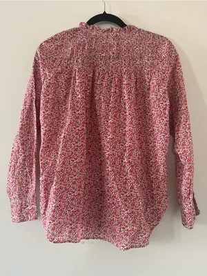 J Crew Red Ditsy Floral Peasant Top 4 100% Cotton Cottagecore Prairie Church thumbnail 7