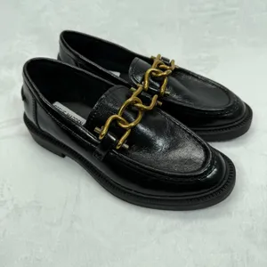 Steve Madden Loafer‎ Black Chain Accent Lug Sole Comfortable Shoes 6.5 thumbnail 4