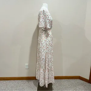 Cream Floral Tiered Maxi Dress Size Large thumbnail 7