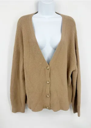 American Eagle Tan Oversized Sweater Cardigan Size Medium Boho thumbnail 1
