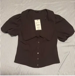 ZARA Brown Poplin Top thumbnail 1