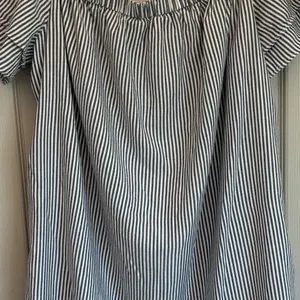 Old Navy Womens XL Blue White‎ Striped Off Shoulder Ruffle Sleeve Mini Dress thumbnail 10