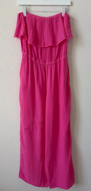 Michael Stars Riya Jumpsuit Azalea Size Large Gauze Bohemian Colorful Coastal thumbnail 1