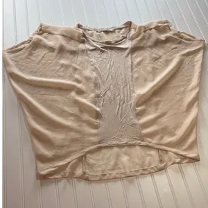 Chloe‎ K Womens Mixed Media High Low Top Beige Tan Dolman Short Sleeve Large thumbnail 3