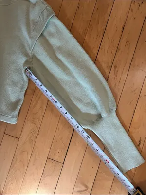 Jonathan Simkhai Structured Shoulder Pistachio Green Sweater Medium thumbnail 8