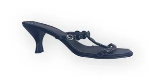 new Bandolino 𒀭 T Strap Kitten Heels Mules Sandals 𒀭 Black Leather 𒀭 10M 𒀭 SJP thumbnail 1